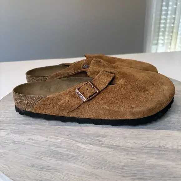 New with Tags Men's Birkenstock Boston Mink Classic Suede Soft Clogs Shoes Sz 7 - Picture 1 of 10